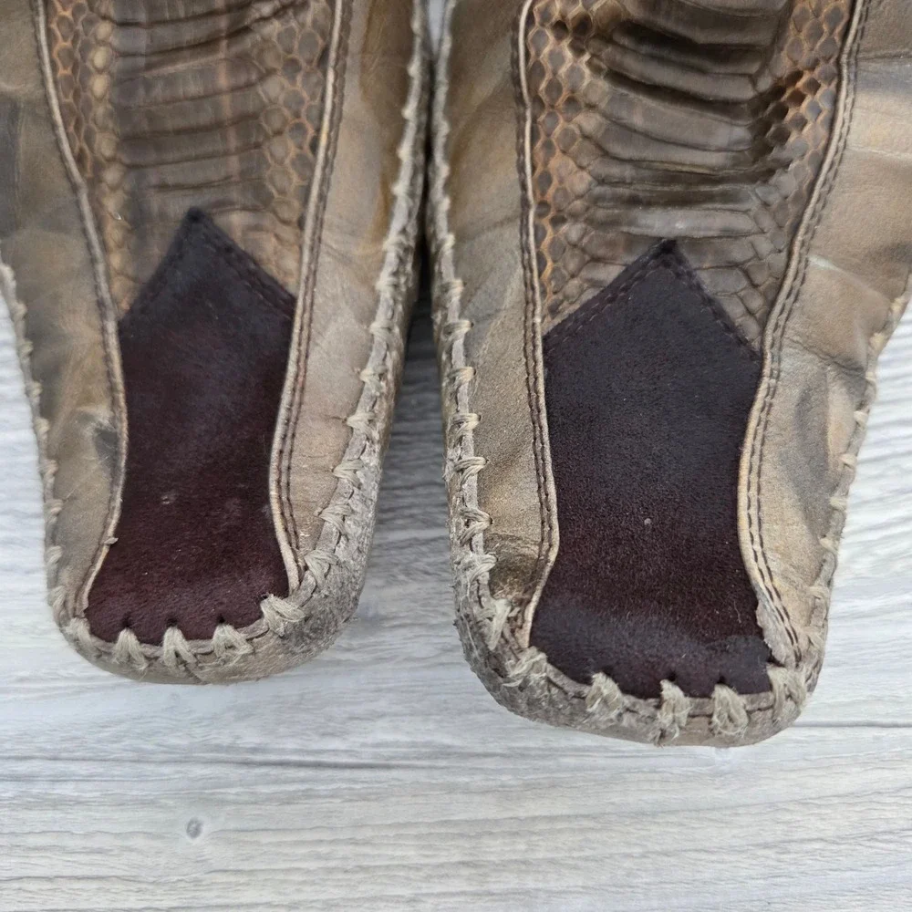Robert Wayne Jacob Loafers Brown Snakeskin Embossed Square Toe Mens 7